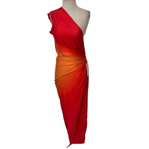 Baobab Nikka Dress in Puesta De Sol & Red Small New Womens Midi One Shoulder - Picture 5 of 12